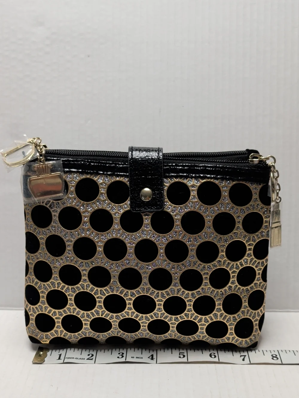 Dior Black and Gold Polka Dot Cosmetic Pouch